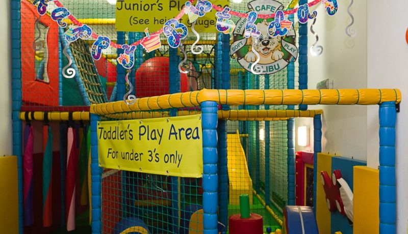 Soft play area with colourful equipment